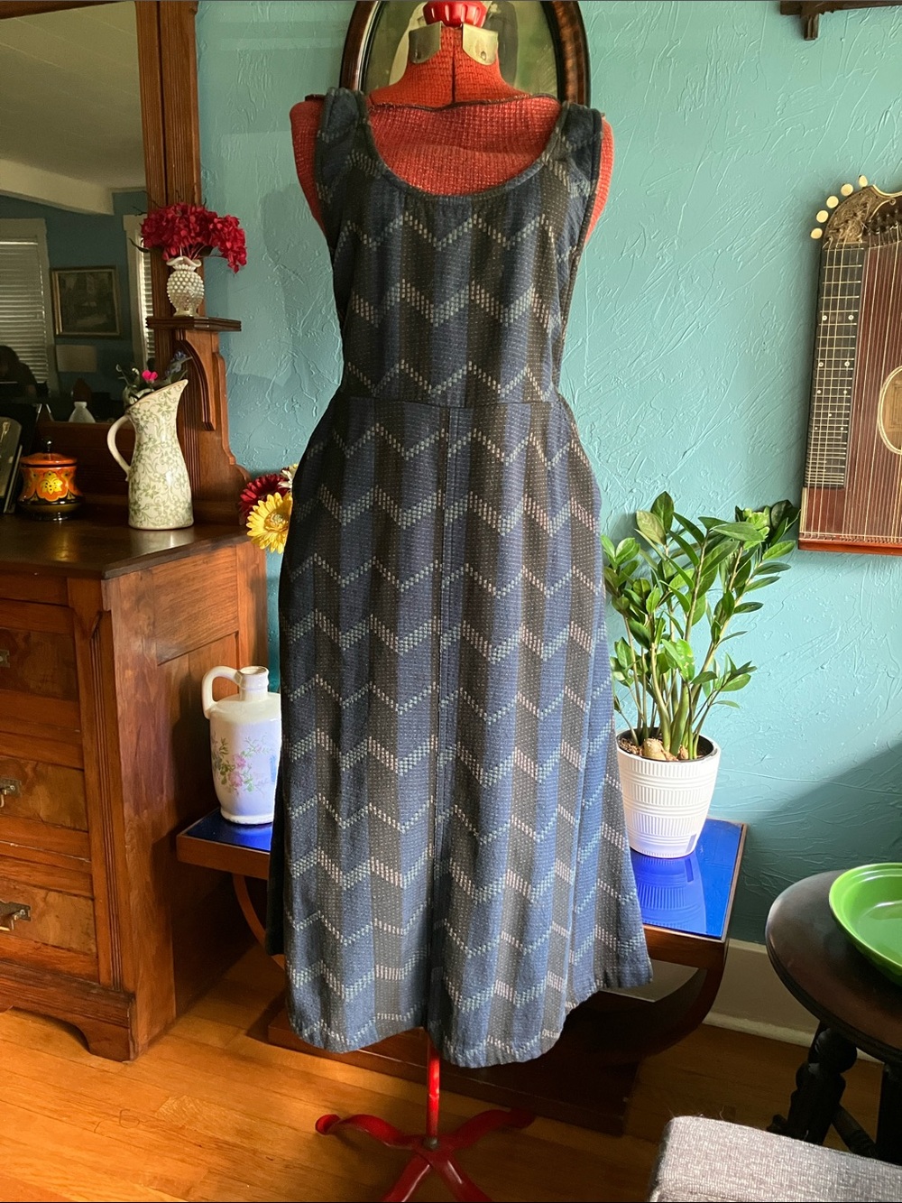 Ace & Jig Spencer Jumper Navy Chevron Midi Dress in DUSK L